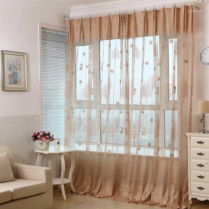 2020 new style curtains window Modern schefflera Tulle Curtains for Living Room for Bedroom Kitchen tulles sheers 1pc1, White