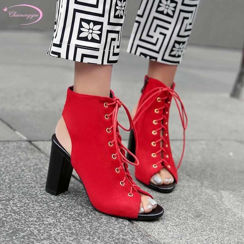 European casual style sexy peep toe summer boots women sandals fashion zip black red green high-heeled chunky women's shoes
European casual style sexy peep toe summer boots women sandals fashion zip black red green high-heeled chunky women's shoes