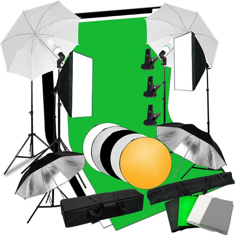 Photo Studio Softbox White Black Green Screen Backdrop Light Stand Umbrella Lighting Kit
Photo Studio Softbox White Black Green Screen Backdrop Light Stand Umbrella Lighting Kit