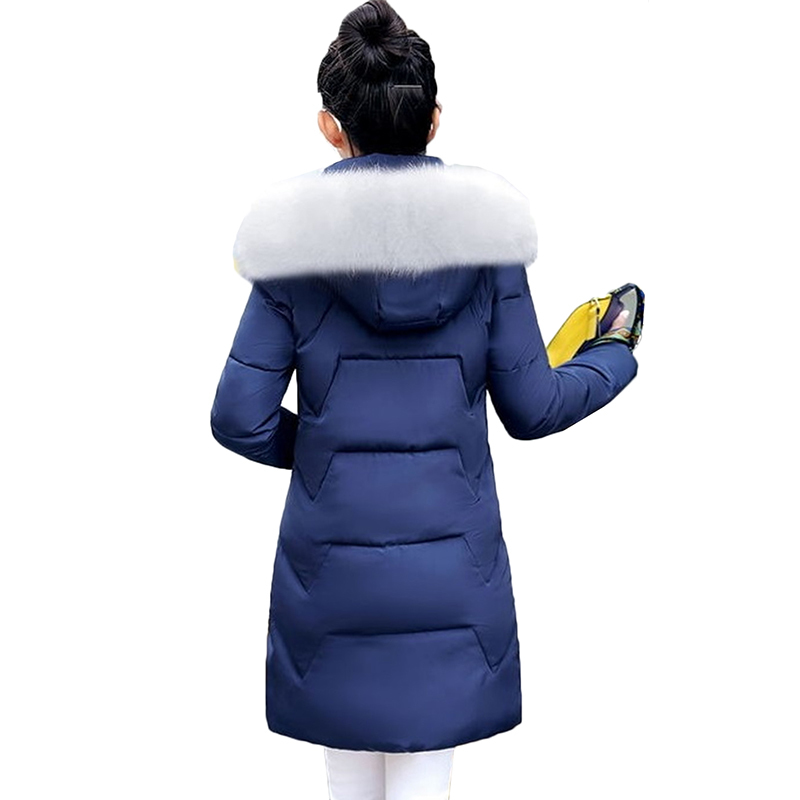 Winter Coat Women Thicken Down Cotton Jacket Hooded Fur Collar Mid-Long Outerwear Warm Snow Cotton Padded Jacket 201217