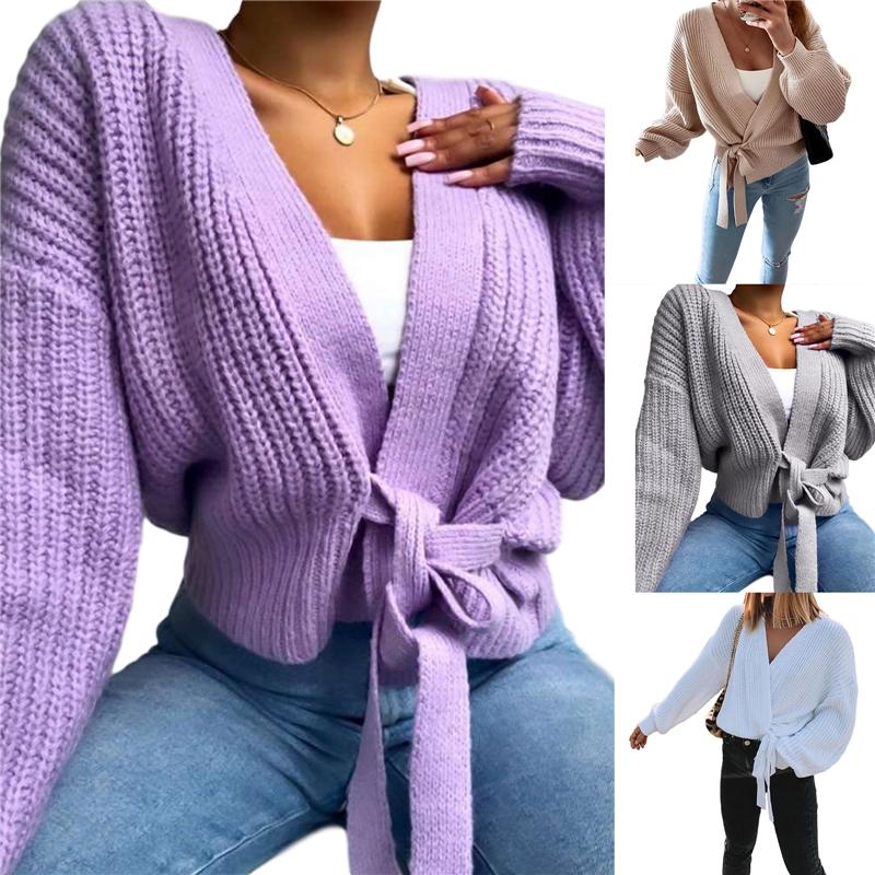 2020 Fashion Trend Women' Sweater V-Neck Cardigan Lace Up Bow Solid Color Long Lantern Sleeve Female' Coat Autumn Outwear, Gray
2020 Fashion Trend Women' Sweater V-Neck Cardigan Lace Up Bow Solid Color Long Lantern Sleeve Female' Coat Autumn Outwear, Gray