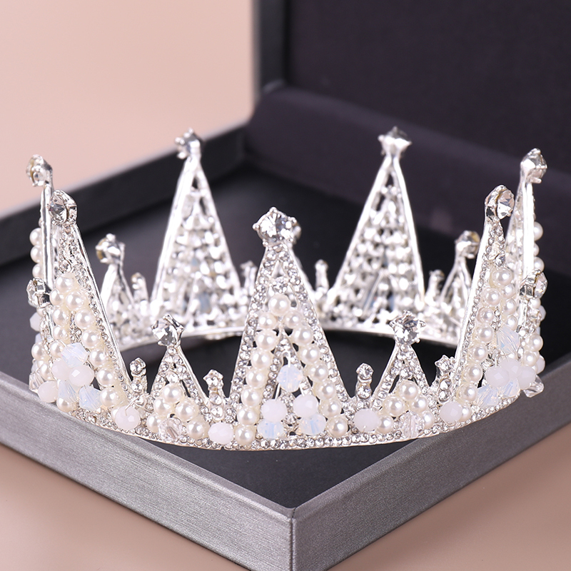 Fashion Silver Tiara And Crowns Crystal Queen Princess Diadem Bridal Round Crown Hair Jewelry For Wedding Women Hair Accessories T200110