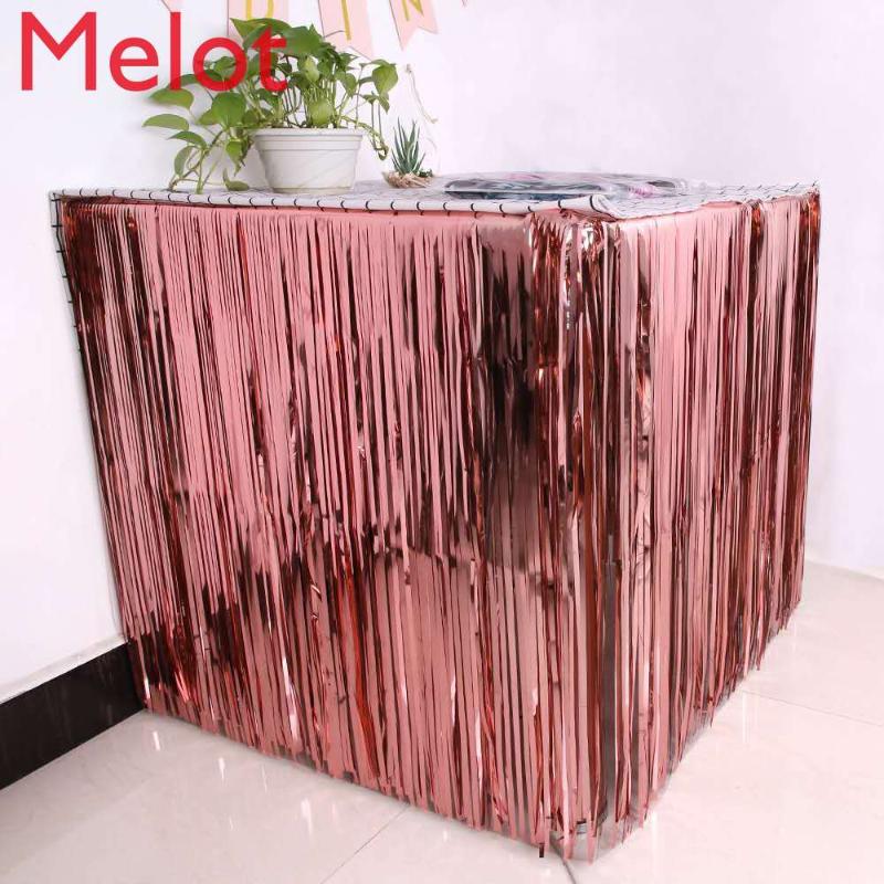 275 * 75cm Glitter Table Skirt Metal Party Decoration Supplies Hawaiian Party Decorative Aluminum Foil Wedding Decoration
275 * 75cm Glitter Table Skirt Metal Party Decoration Supplies Hawaiian Party Decorative Aluminum Foil Wedding Decoration