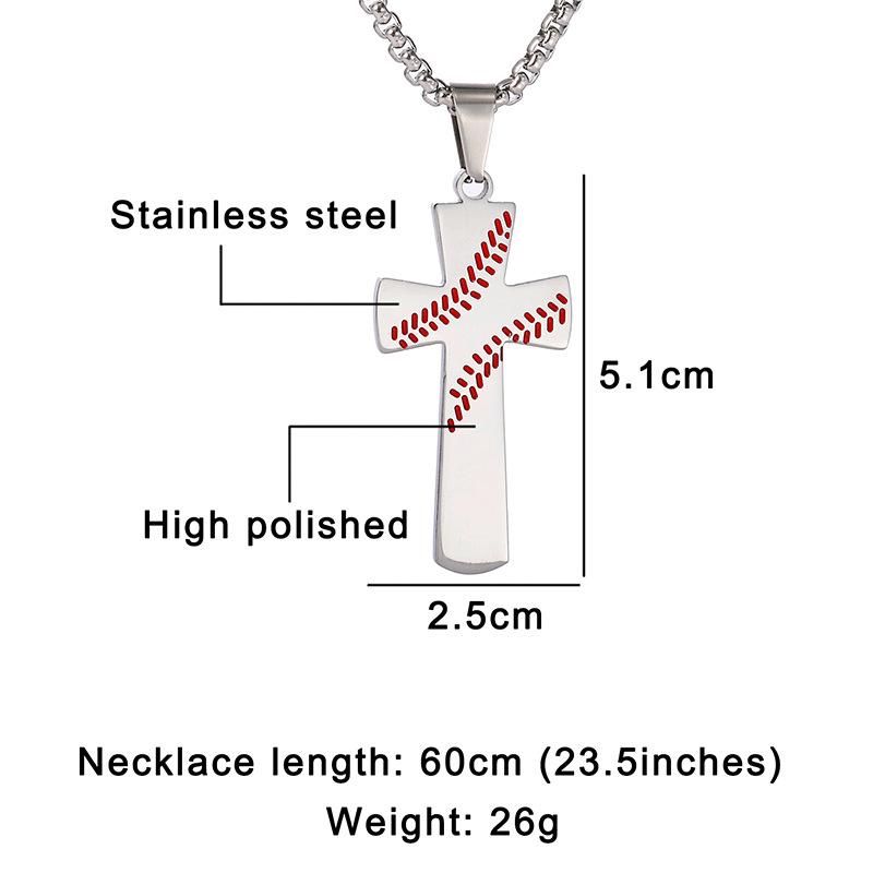 Bible Verse Stainless Steel Baseball Cross Necklace For Men Women Lovers Lord's Prayer Necklaces Christian Jewelry Religious Gift for Man Boys Sw