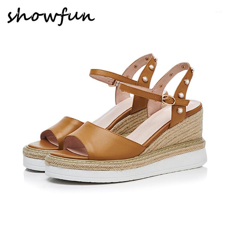 Women's genuine leather wedge platform sandals beading female fashion summer high heel open toe sandals bohemia style shoes1, Brown
Women's genuine leather wedge platform sandals beading female fashion summer high heel open toe sandals bohemia style shoes1, Brown