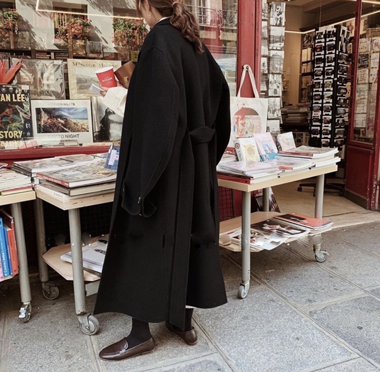 Cashmere Wool Women - Long, Korean-Style, Leisurely Cotton Padded, Premium Woolen Coat For Autumn And Winter