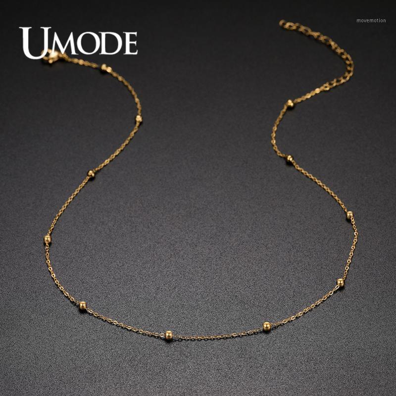 

UMODE Korean Girls Gold Stainless Steel Necklace for Women 3mm Ball Chain Necklace Choker Fahsion Party Jewelry Gift UN03911