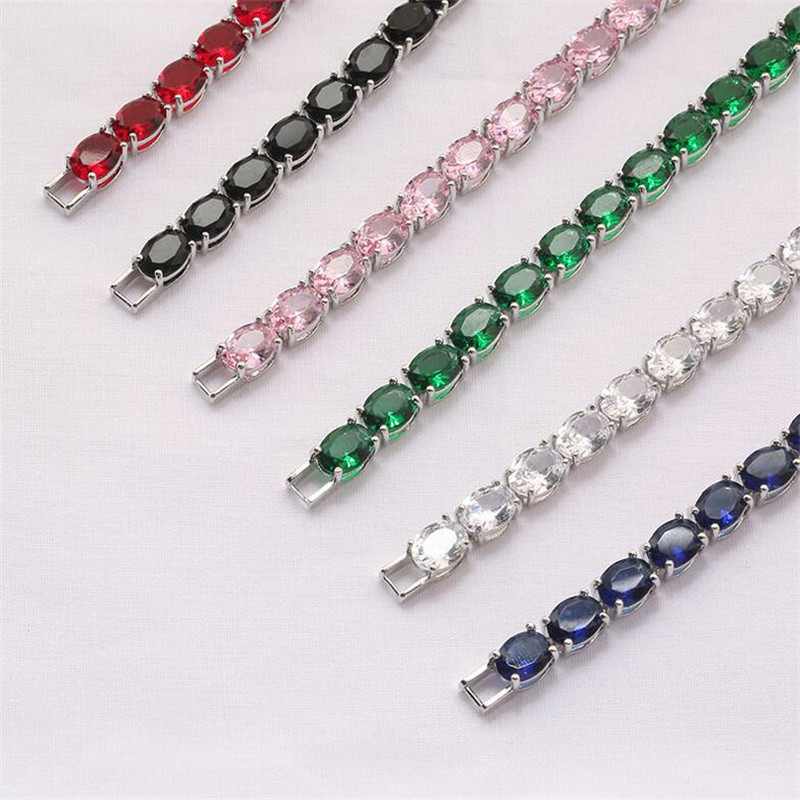Top Sell Luxury Jewelry Sweet Cute High Quality 925 Sterling Silver Platinum Multi Color Gemstones CZ Diamond Women Wedding Bracelet Gift