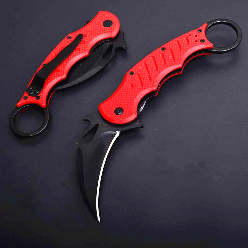 New Karambit Folding Claw Knife 440C Black Blade Red G10 Handle Outdoor Camping Tactical Folding Knives