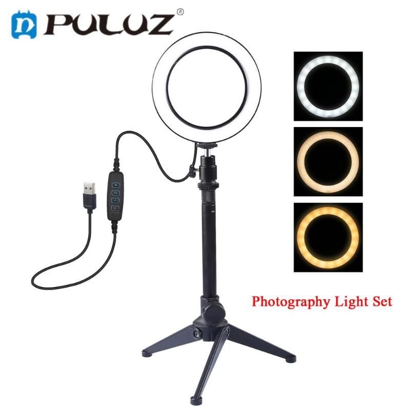 PULUZ Photography Video LED Selfie Ring Light Dimmable Camera Phone Ring Lamp Desktop Tripod for Makeup Video Live Photo Studio
PULUZ Photography Video LED Selfie Ring Light Dimmable Camera Phone Ring Lamp Desktop Tripod for Makeup Video Live Photo Studio