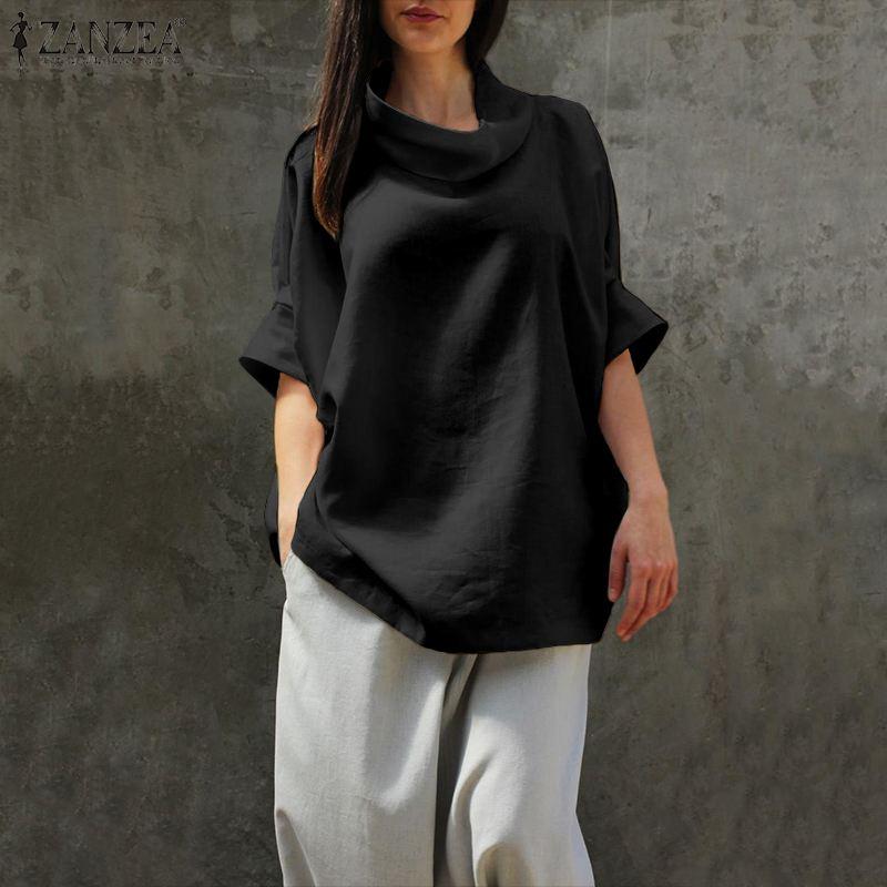 Oversized ZANZEA Women' Shirts 2020 Female Turtleneck Collar Blouse Summer Short SLeeve Tops Casual Solid Blusa Femininas 5XL, Black
Oversized ZANZEA Women' Shirts 2020 Female Turtleneck Collar Blouse Summer Short SLeeve Tops Casual Solid Blusa Femininas 5XL, Black
