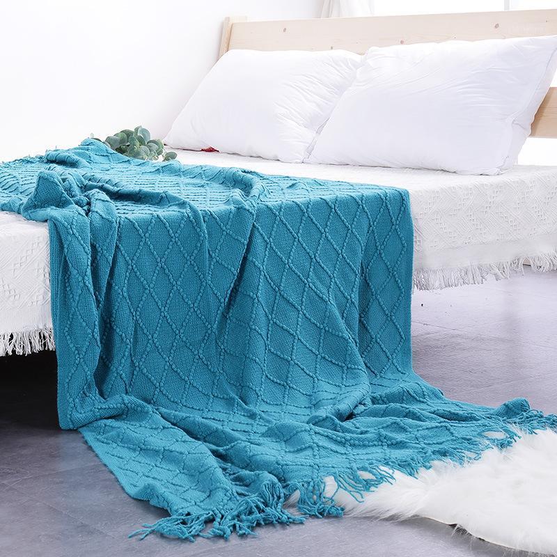 

Office Nap Air Condition Cover Blanket Bedspread Sofa Knitted Throw Thread Blanket With Tassel For Sofas Bedding Coverlet1