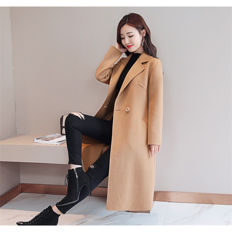 Womens Red Coat Cashmere Plaid Korean Wool Winter Coat Female Tops and Blouses Womens Plus Size Fashions Female Jacket B108 201216