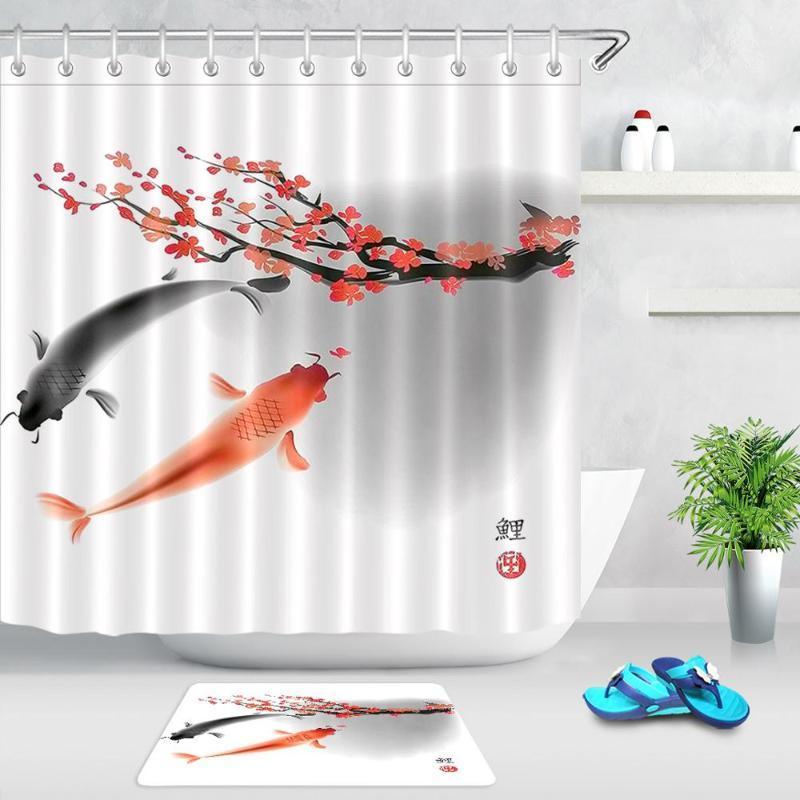 Traditional Chinese Style Bathroom Curtains Koi Carp Pink Flower Pattern Asian Fish Shower Curtains Waterproof Polyester Fabric1
Traditional Chinese Style Bathroom Curtains Koi Carp Pink Flower Pattern Asian Fish Shower Curtains Waterproof Polyester Fabric1