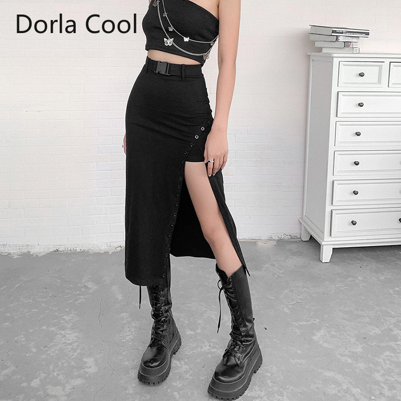 New Personality Streetwear Irregular Split Buttons Design Banners High-waisted Female Chic Autumn Sexy Skirts Vnjo, Black
New Personality Streetwear Irregular Split Buttons Design Banners High-waisted Female Chic Autumn Sexy Skirts Vnjo, Black