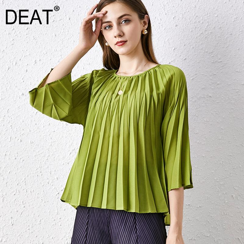 DEAT Frilly T Shirt Woman Solid Flare Sleeve Over Sized Pleated Elastic Thin Fresh Casual Style 2021 New Summer Fashion HT328, Black
DEAT Frilly T Shirt Woman Solid Flare Sleeve Over Sized Pleated Elastic Thin Fresh Casual Style 2021 New Summer Fashion HT328, Black
