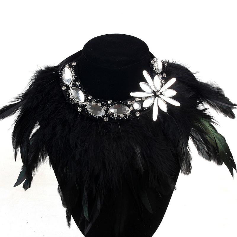 Design Charm Jewelry Exaggerate Black Feather Collar Necklace Crystal Flower Pendant Statement Fashion Chokers Necklaces
Design Charm Jewelry Exaggerate Black Feather Collar Necklace Crystal Flower Pendant Statement Fashion Chokers Necklaces
