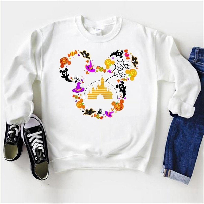 Halloween Sweatshirt Cute Mouse Micky Spooky Halloween Pullovers Boobie Pumpkin Graphic Jumpers Women Harajuku Hoodie 201217