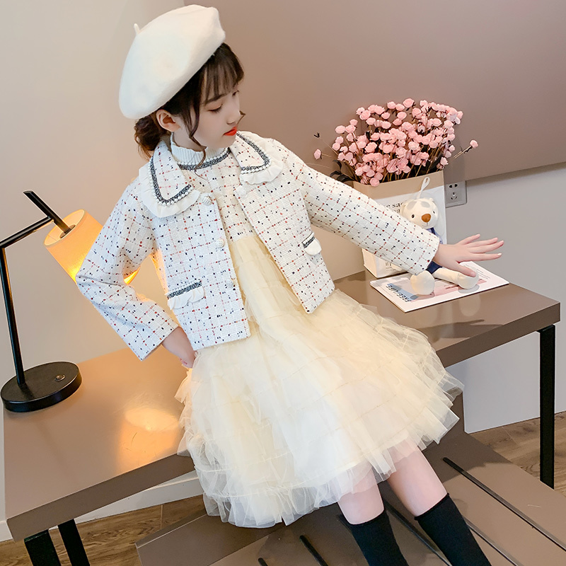 Cute Baby Girl Sets Loose Fashion Coats + Patchwork Long Sleeve Child Tutu Princess Dress Ladylike Kids Clothes Girls Outfits Y1117