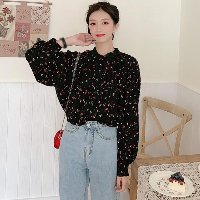 Women's Floral Printing Blouses Round Neck Single Breasted Loose Leisure Long Sleeve Chiffon Blouse Shirts, Black
Women's Floral Printing Blouses Round Neck Single Breasted Loose Leisure Long Sleeve Chiffon Blouse Shirts, Black