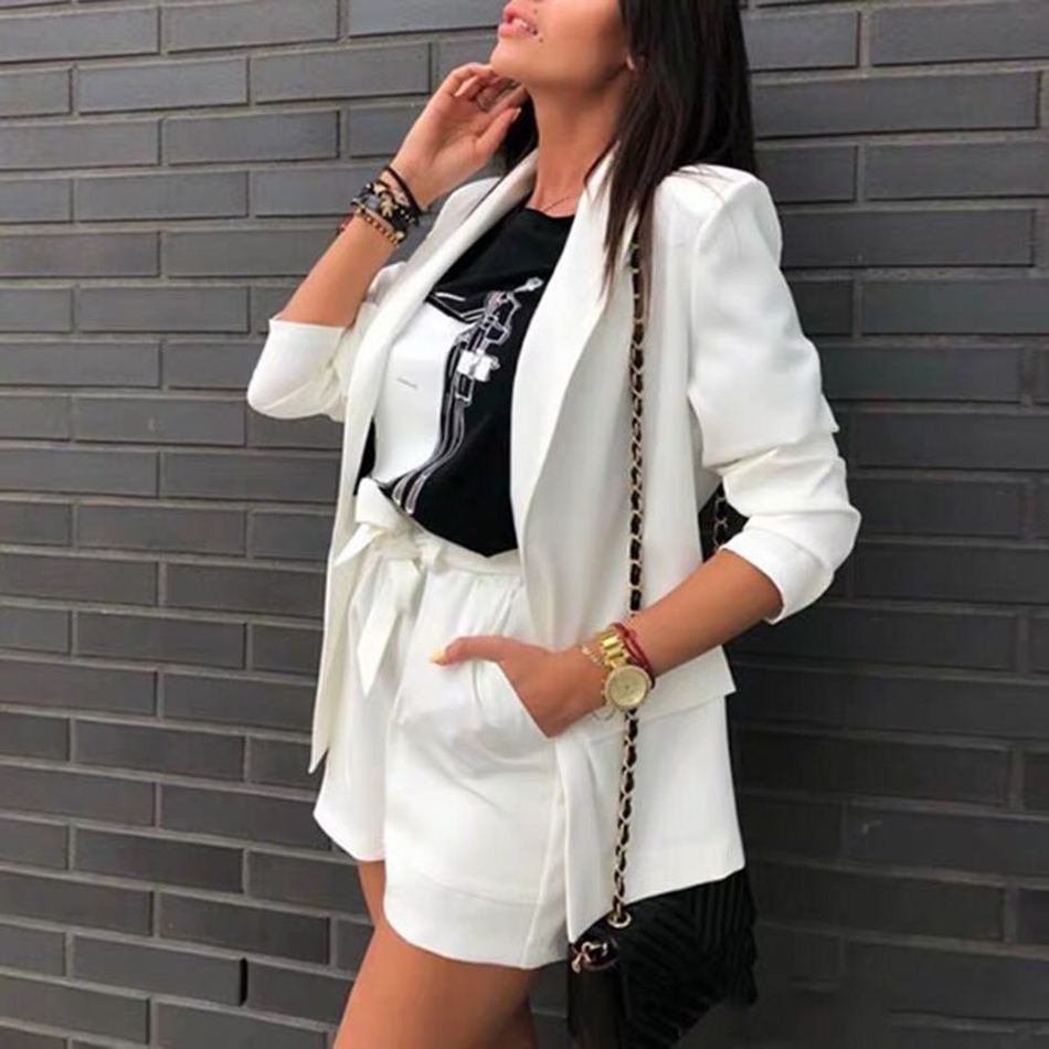 Autumn new sexy red apricot women's set long-sleeved jacket shorts office sets casual 2 piece two-piece party Pants set 201106