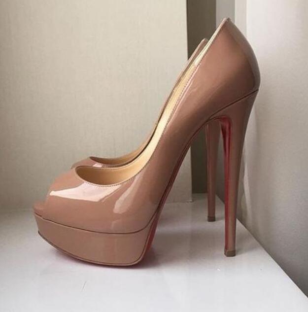 Brand Women Pumps Peep Toes High Heel Shoes Red Bottoms Sexy Classics Logo 14cm Black Nude Patent Leather Sandals Lady Wedding Shoe Big Size 45 Box
Brand Women Pumps Peep Toes High Heel Shoes Red Bottoms Sexy Classics Logo 14cm Black Nude Patent Leather Sandals Lady Wedding Shoe Big Size 45 Box
