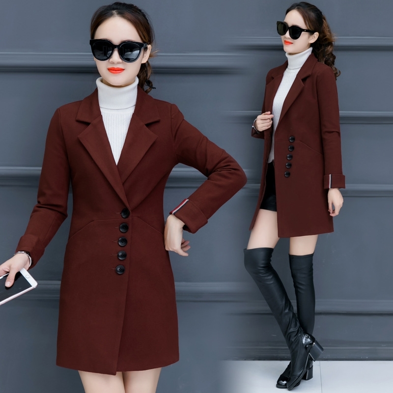 Luzuzi Women's Woolen Coat Korean Version 2021 New Autumn And Winter Fashion Slim Long Woolen Coat Winter Wool Jackets Female 201216