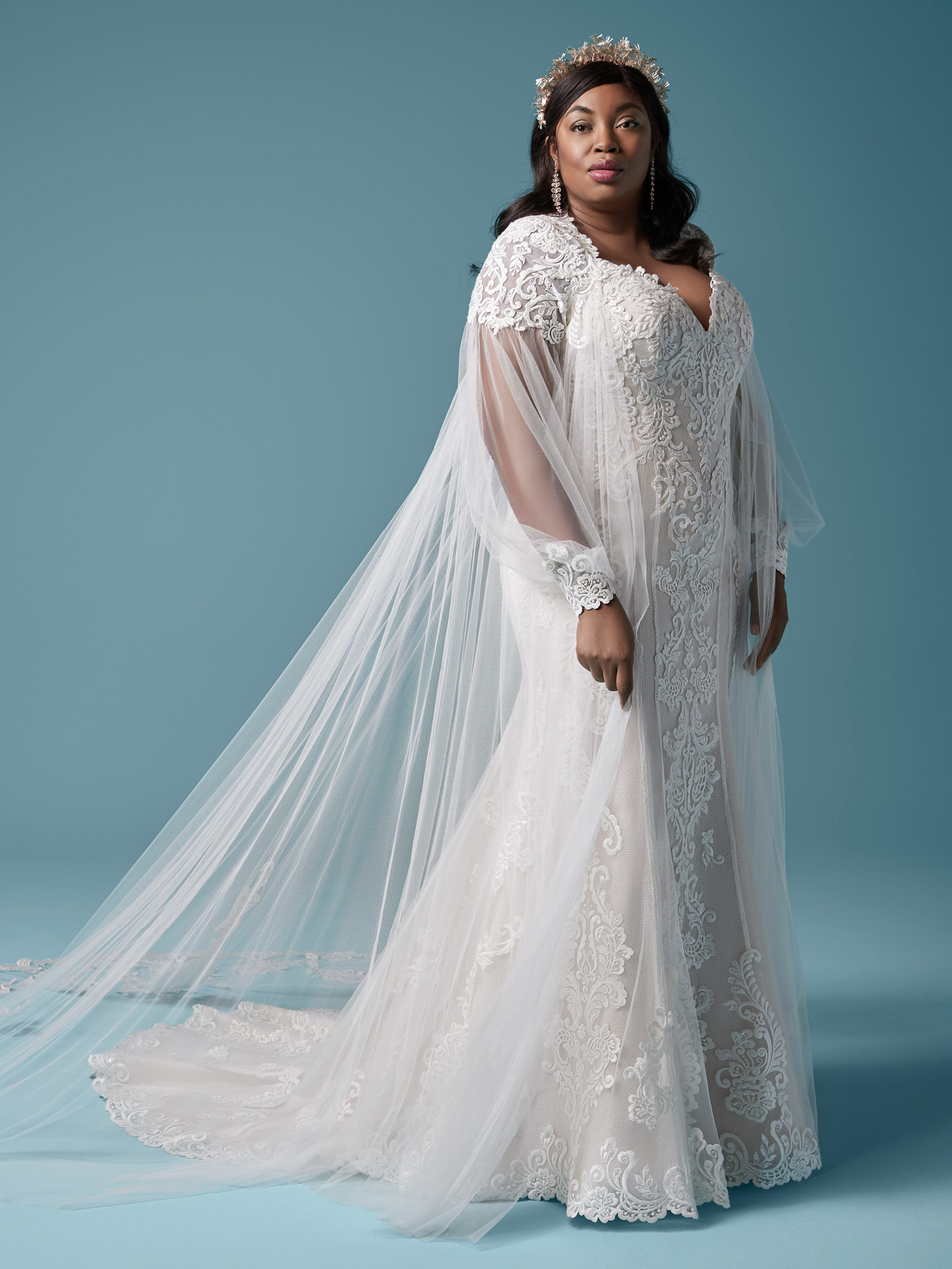 Size Fabulous Plus Lace Mermaid Wedding Dresses With Wrap Sweetheart Neck Covered Buttons Back Bridal Gowns Sweep Train Robe De Marie