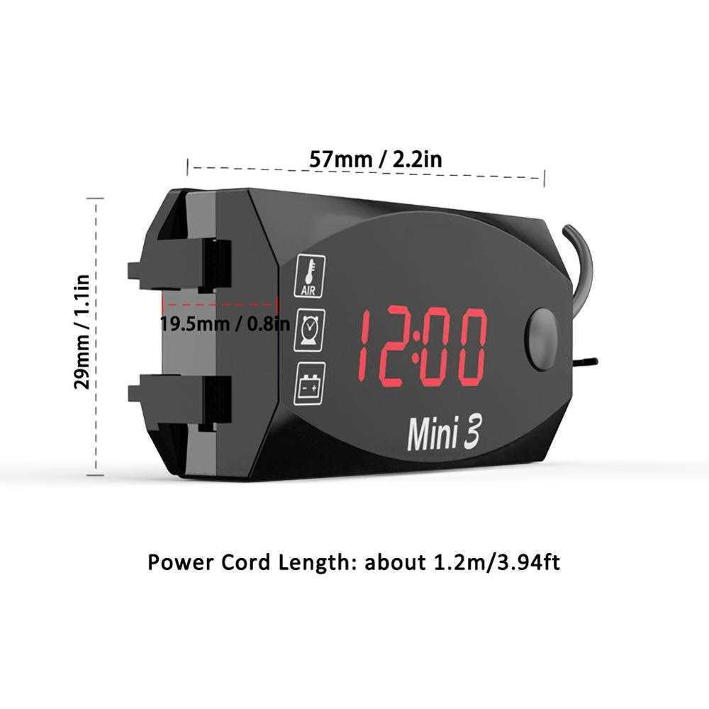 New Universal Motorcycle Electronic Clock Thermometer Voltmeter Three-In-One IP67 Waterproof Dust-proof LED Watch Digital Display