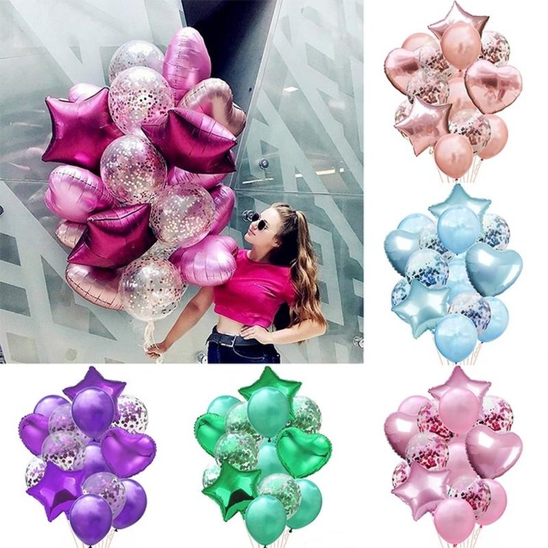 14pcs Balloon Set Rose Gold Silver Latex Foil Confetti Star Heart Balloons for Adult Kids Birthday Party Wedding Decorations
14pcs Balloon Set Rose Gold Silver Latex Foil Confetti Star Heart Balloons for Adult Kids Birthday Party Wedding Decorations