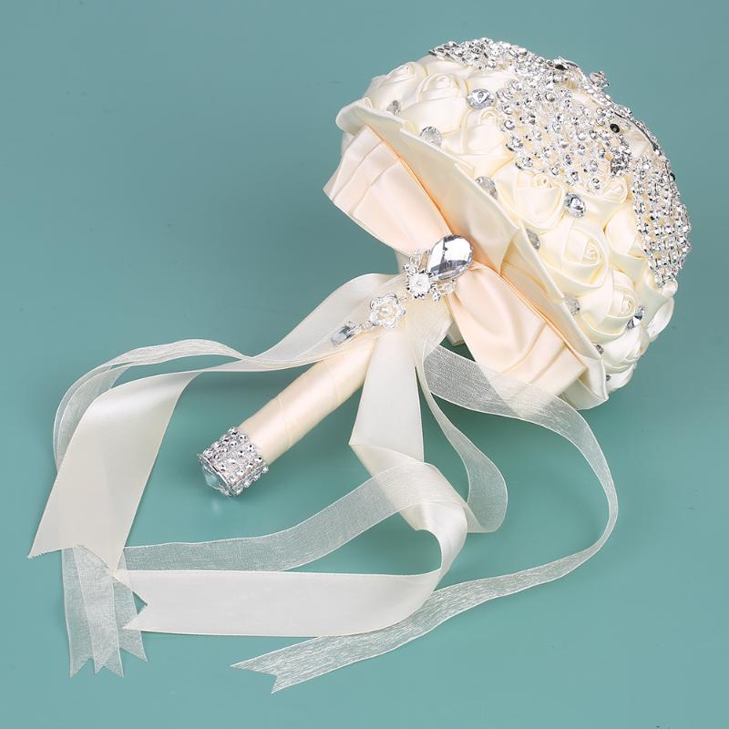 New 18cm Handmade Bridesmaid Wedding Bouquet Rhinestone Bridal Bouquet Satin Rose Flower for Bride Wedding Supplies, White
New 18cm Handmade Bridesmaid Wedding Bouquet Rhinestone Bridal Bouquet Satin Rose Flower for Bride Wedding Supplies, White