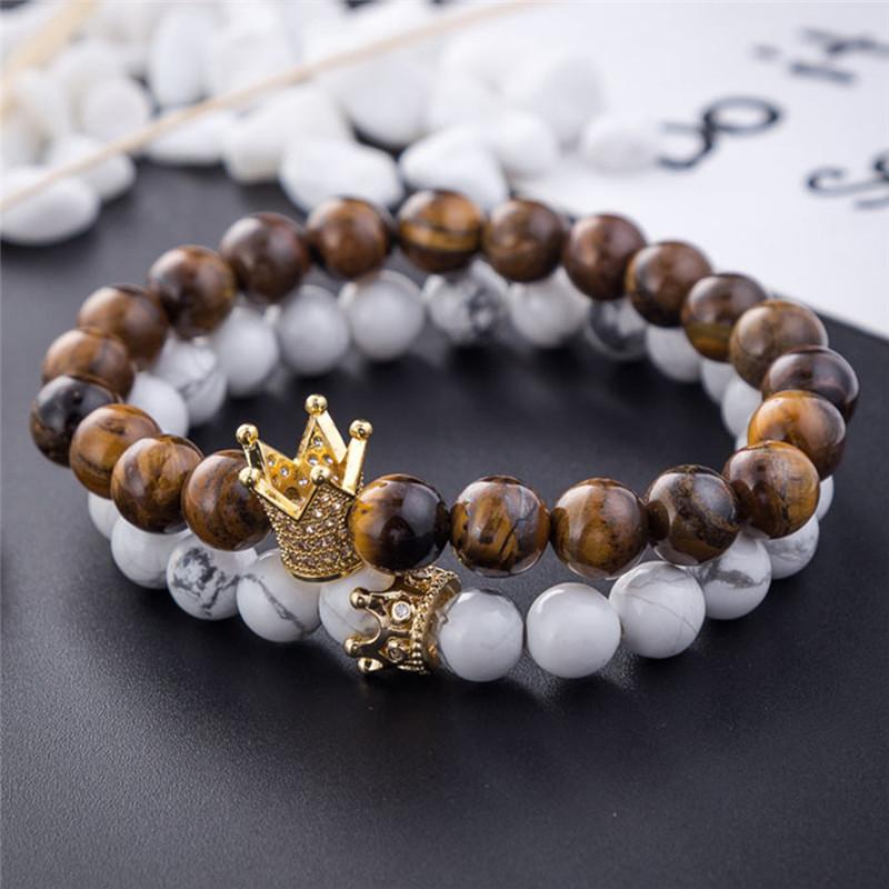 2pcs/set Crown Couple Bracelet Handmade Black & White Beads Crown King Charm Stone Bracelet Lovers Valentine's Day Gift
2pcs/set Crown Couple Bracelet Handmade Black & White Beads Crown King Charm Stone Bracelet Lovers Valentine's Day Gift