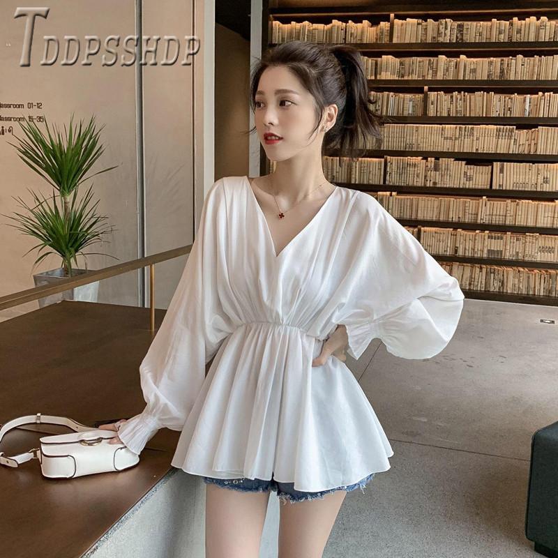 2021 Autumn New V Neck Bat Sleeve Women Blouse White And Black Color Female Blouses
2021 Autumn New V Neck Bat Sleeve Women Blouse White And Black Color Female Blouses