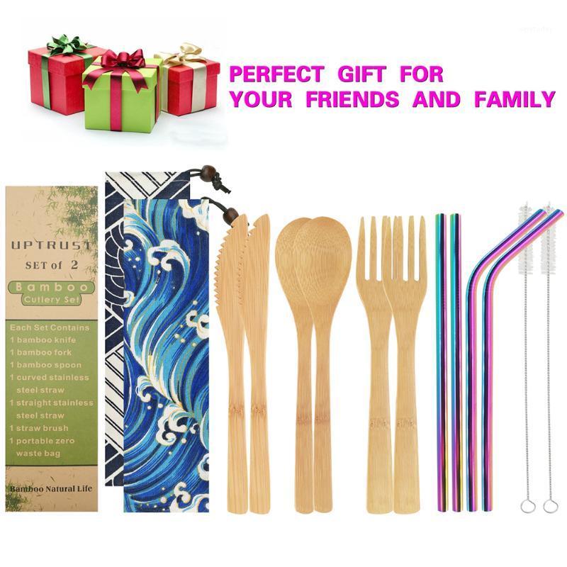 UPTRUST 2 Set Bamboo Cutlery Set travel reusable Portable utensils with case Bamboo Knife Fork Metal Rainbow Straws Travel1
UPTRUST 2 Set Bamboo Cutlery Set travel reusable Portable utensils with case Bamboo Knife Fork Metal Rainbow Straws Travel1