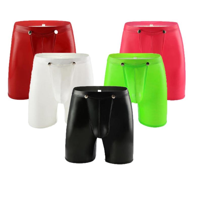 Sexy Men Faux leather Long Boxer Lingerie Big Pouch Front Button Open Crotch Underwear Shorts Gym Sports Underpants Male Panties, White
Sexy Men Faux leather Long Boxer Lingerie Big Pouch Front Button Open Crotch Underwear Shorts Gym Sports Underpants Male Panties, White