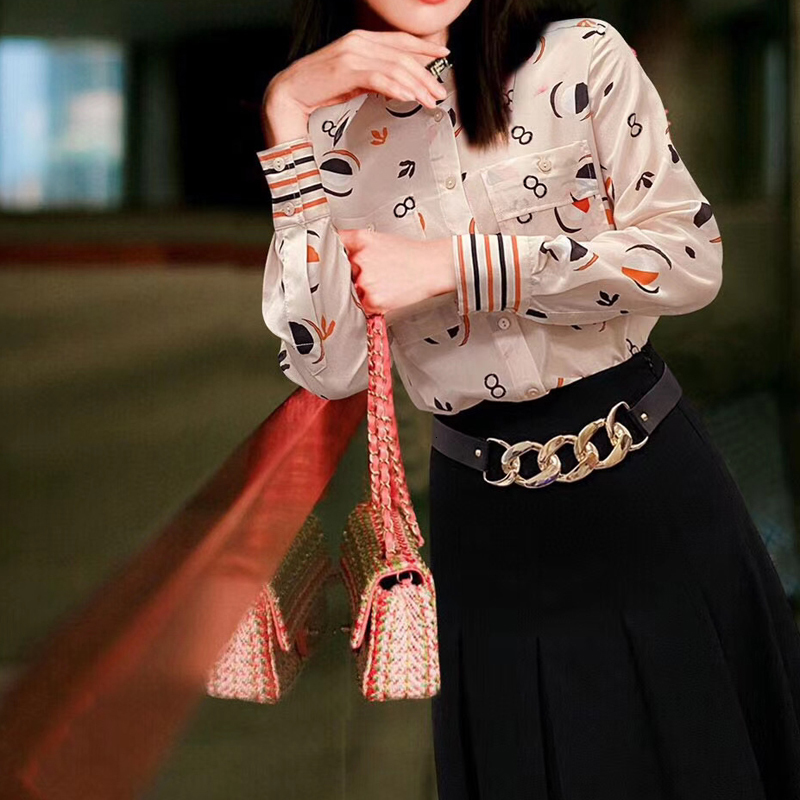 Spring New Retro Style Print Long Sleeve Chain Shirt Belt Attached Temperament Half Skirt Suit Women Clothes Ouhc, Multiple
Spring New Retro Style Print Long Sleeve Chain Shirt Belt Attached Temperament Half Skirt Suit Women Clothes Ouhc, Multiple