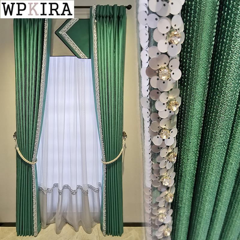 Luxury French Green Curtain for Living Room Solid Blackout Thick Lace Cloth Drape Bedroom Window Sequins Tulle Blinds S629#40, Sequin tulle
Luxury French Green Curtain for Living Room Solid Blackout Thick Lace Cloth Drape Bedroom Window Sequins Tulle Blinds S629#40, Sequin tulle