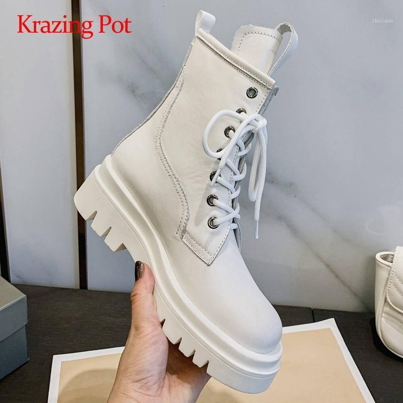 Krazing pot large size winter new boots real leather coolest round toe thick high heel lace up maiden fashion mid-calf boots L371, Black
Krazing pot large size winter new boots real leather coolest round toe thick high heel lace up maiden fashion mid-calf boots L371, Black