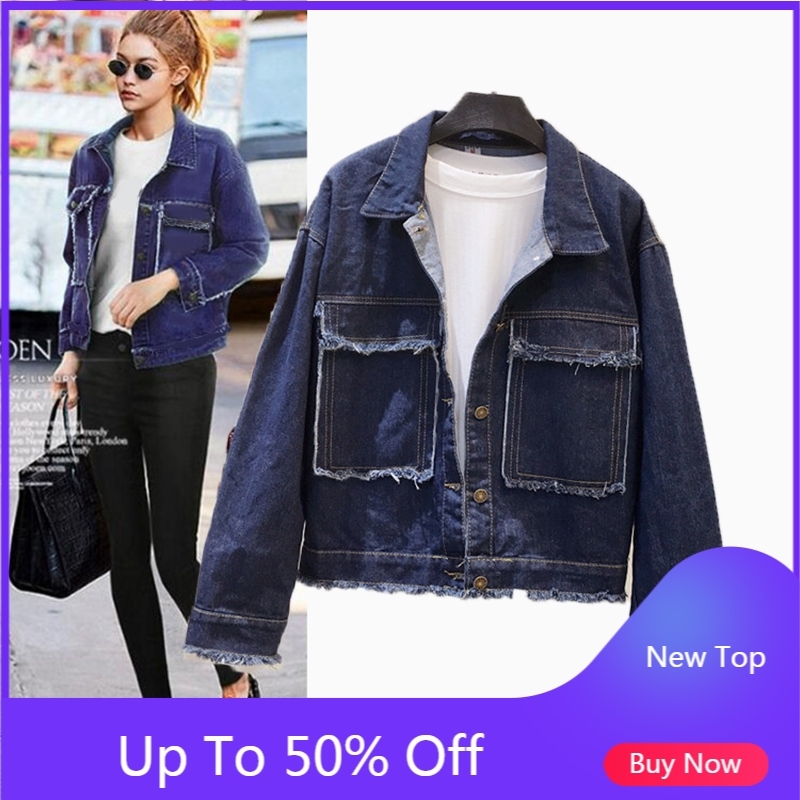 Semfri Jacket Women Winter Denim Jacket High Quality Loose chaqueta mujer Streetwear All-match Mental Covered Button Coat