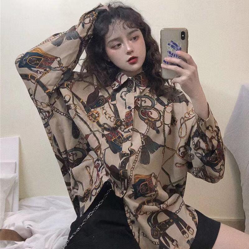 plus size streetwear Harajuku korean style fashion women Blouses shirts spring turn-down collar casual Top Women's Clothing 201202