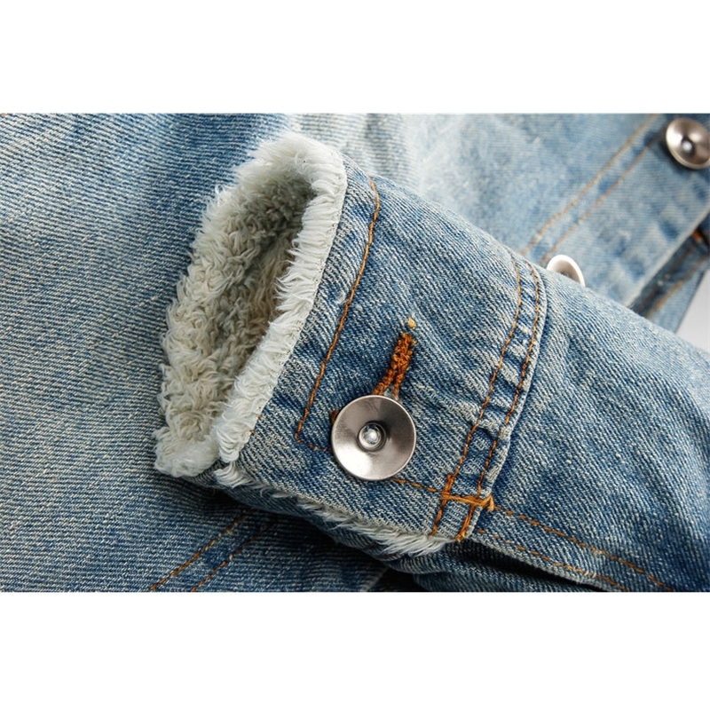 Winter Mens Denim Jackets Fleece Thick Warm Jeans Jacket Men's Fur Hooded Outerwear Wool Liner Thicken Cowboy Windbreaker Coats 201218