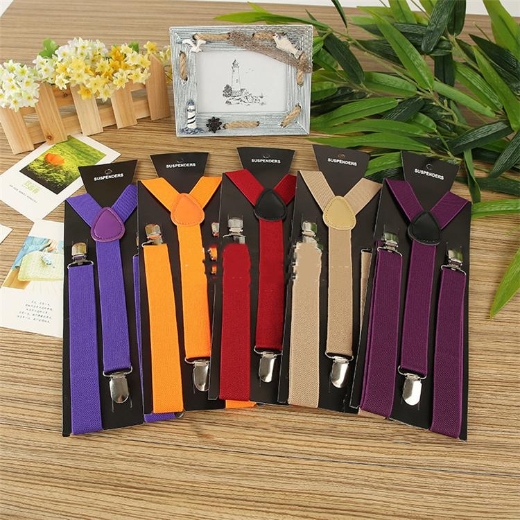 42 colors Adult women and Mens suspenders X-Back 1" Wide Adjustable Solid Straight Clip Suspenders For Trousers accessories Wholesale