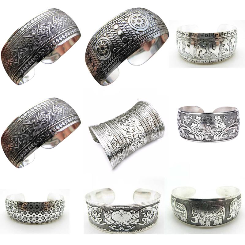 Fashion Vintage Style Tibetan Jewelry Antique Bohemian Bangle Antique Tibetan Carving Cuff Bracelets Bangles For Women
Fashion Vintage Style Tibetan Jewelry Antique Bohemian Bangle Antique Tibetan Carving Cuff Bracelets Bangles For Women