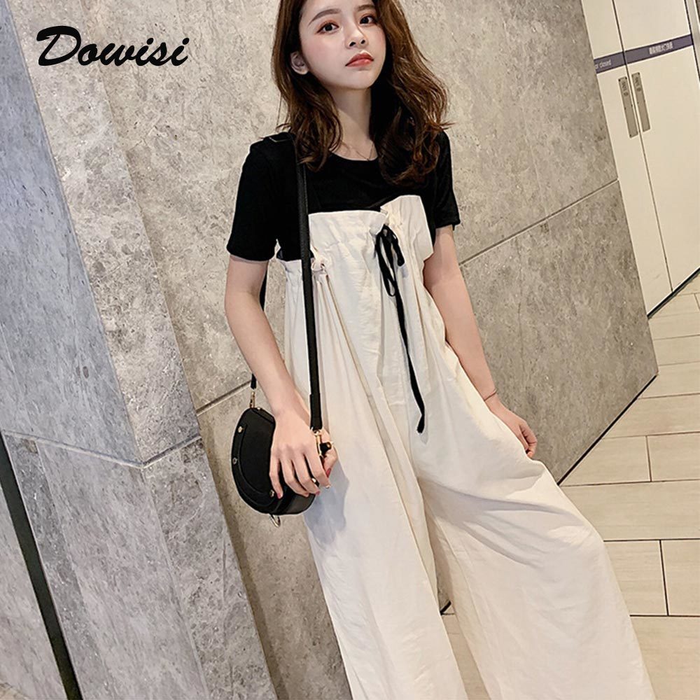 Dowisi Lady Jumpsuits & Rompers Solid Color Full-Length Pants Summer Causal Loose Overalls Fashion Trendy Macacao Feminino T200107
