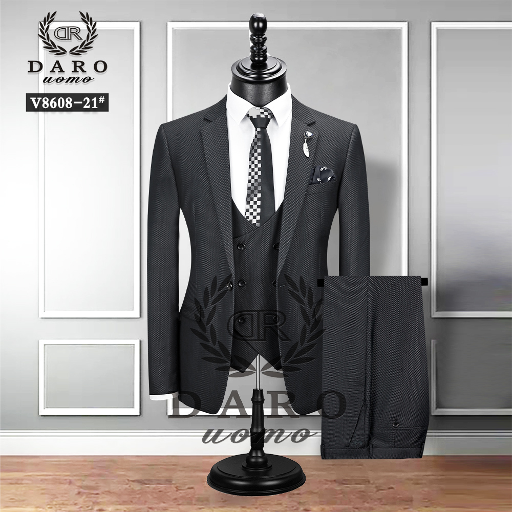 New Men's Fashion Boutique Plaid Wedding Dress Suit Three-piece Male Formal Business Casual Suits DR8608 201105