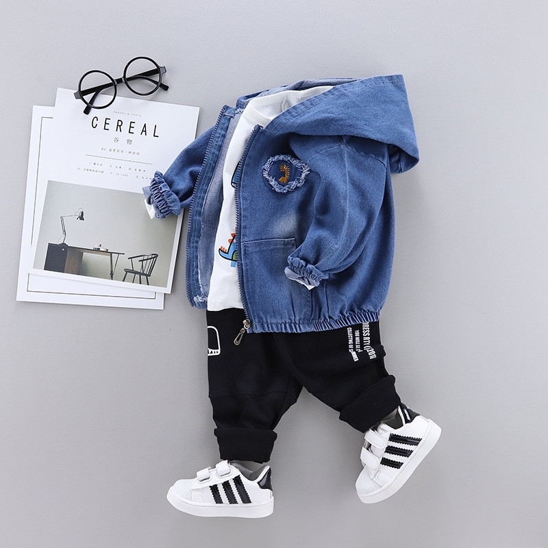 Children Boys Clothing Sets Spring Autumn Kid Boys Clothes Sets Cotton Denim jacket Top Pants Toddler Clothes Suit LJ200917