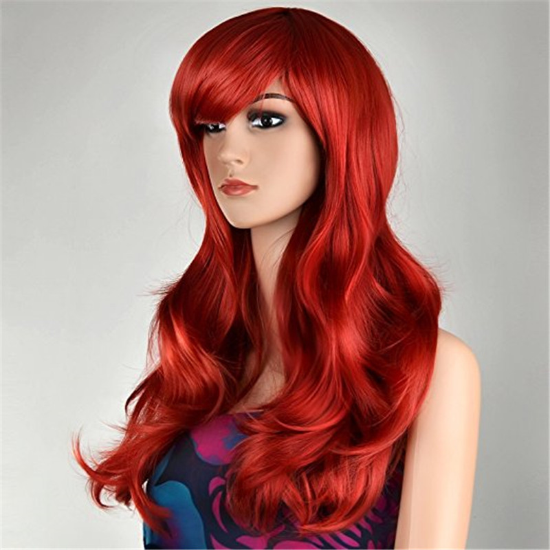 Fashion Long Red wave Women's Hair Synthetic wigs High temperature Fiber wig