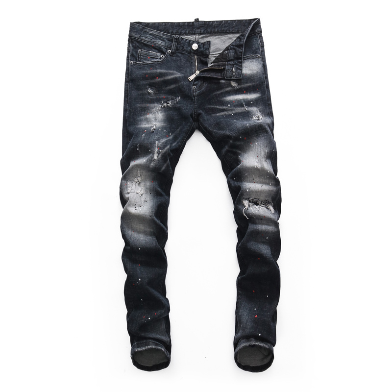 2021 New Italian Vintage Fashion Men High Quality Slim Fit Elastic Ripped Jeans Homme Painted Designer Streetwear Punk Denim Pants 265b, Black blue 
2021 New Italian Vintage Fashion Men High Quality Slim Fit Elastic Ripped Jeans Homme Painted Designer Streetwear Punk Denim Pants 265b, Black blue