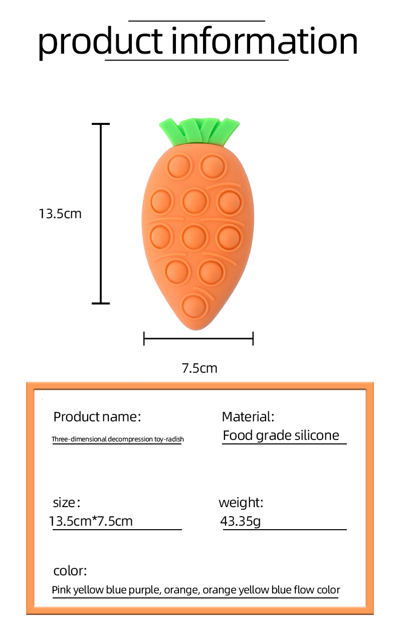 Fidget Toys GADGET TOY Easter radish shape rebound silicone fingertip bubble ball new strange decompression toy