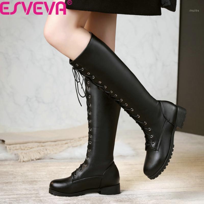 ESVEVA 2020 PU Leather Fashion Square Low Heel Casual Knee High Boots Autumn Winter Round Toe Lace Up Women Shoes Big Size 34-431, Black
ESVEVA 2020 PU Leather Fashion Square Low Heel Casual Knee High Boots Autumn Winter Round Toe Lace Up Women Shoes Big Size 34-431, Black